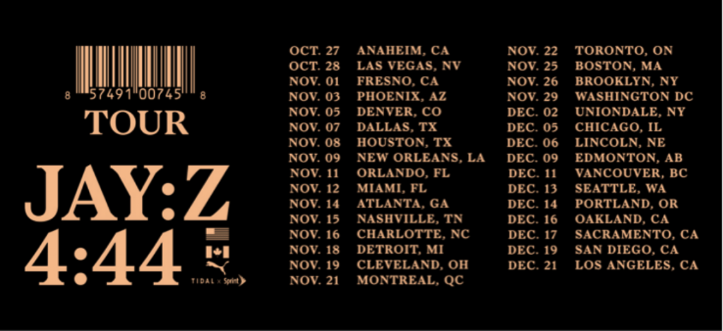 Dates for Jay-Z's '4:44' Tour [Event Artwork]