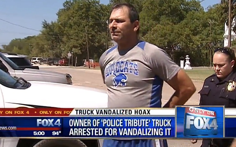 Video: White Texas Man Arrested For Framing #BlackLivesMatter Movement For Vandalizing His Truck