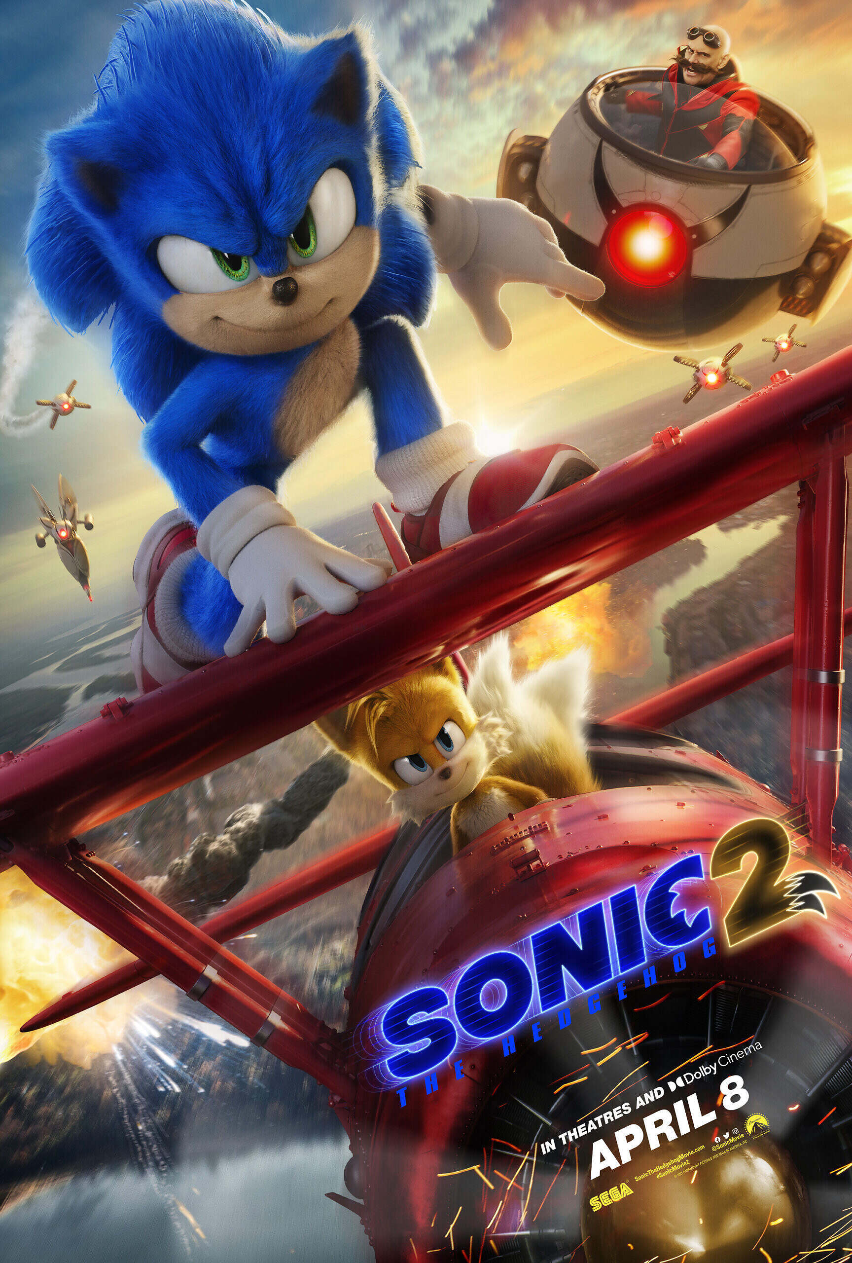 1st Trailer For 'Sonic The Hedgehog 2' Movie Starring Ben Schwartz, Idris Elba, & Jim Carrey