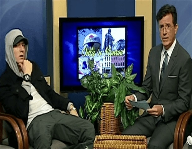 Video: Stephen Colbert Interviews Eminem On Public-Access TV